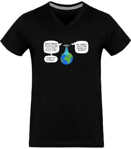 T-Shirt Homme Invasion Extraterrestre Col V