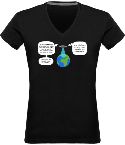 T-Shirt Femme Col V Invasion Extraterrestre