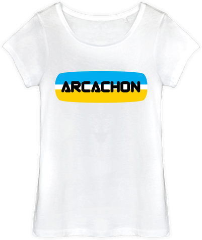 Tee-shirt Arcachon femme graphique logo jaune blanc bleu