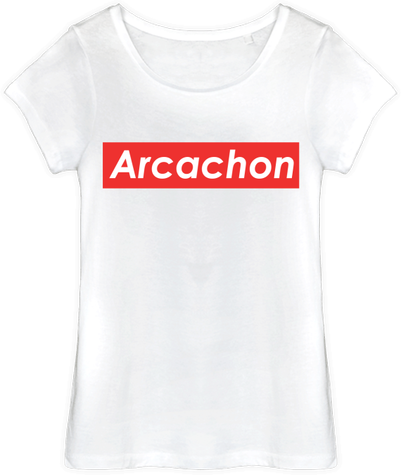 Tee-shirt Arcachon femme graphique logo rouge et blanc