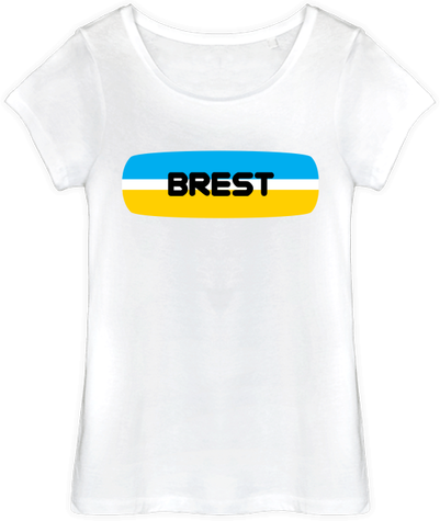 Tee-shirt Brest femme graphique logo jaune blanc bleu