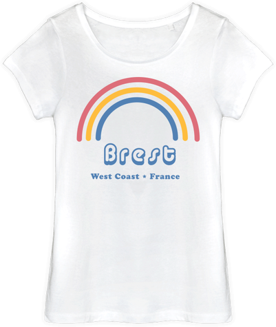Tee-shirt Brest femme graphique motif arc en ciel moderne vintage