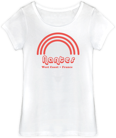 Tee-shirt femme Nantes west coast  motif arc en ciel typo 3D rouge