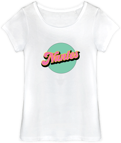 Tee-shirt femme Nantes vintage 1970 couleurs pastel-néon vert rose jaune