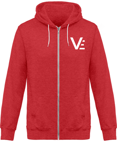 Sweat zippé capuche chiné (VE blanc)