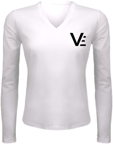 T-shirt manches longues col V Femme (VE noir)