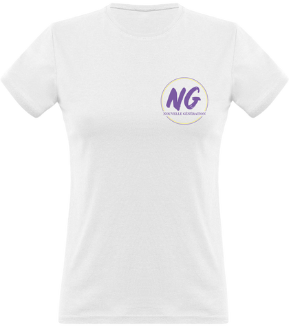 T-shirt femme blanc logo poitrine