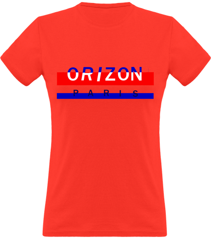 T-shirt femme collection sumer logo bleu et rouge Orizon