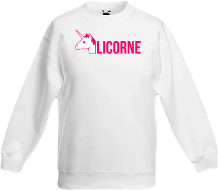 Sweat col rond manche longue fille Licorne 