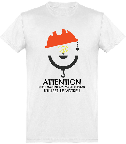 T-shirt prévention accidents chantier - prévention machine - Logo face