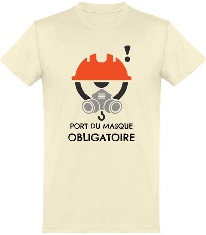 T-shirt message prévention chantier port du masque obligatoire - Logo face