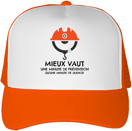 Casquette Trucker 5 panneaux imprimé prévention chantier