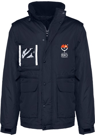 Parka workwear manche amovible message électricien chantier prévention