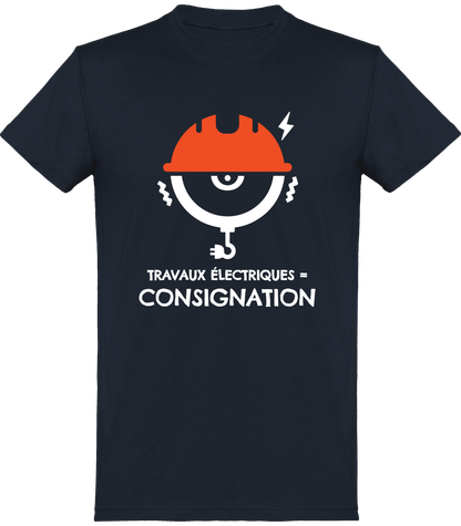 T-shirt homme sombre prévention risques électrique chantier