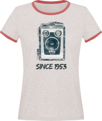 T-Shirt Vintage Bi color Coton Bio Femme – Kodak Brownie Since 1953