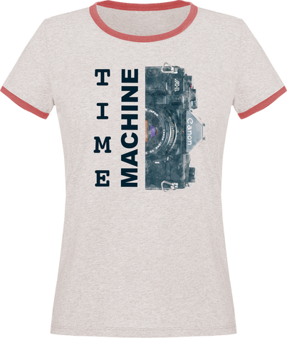 T-Shirt Vintage Bi color Coton Bio Femme – Canon A1 Time Machine