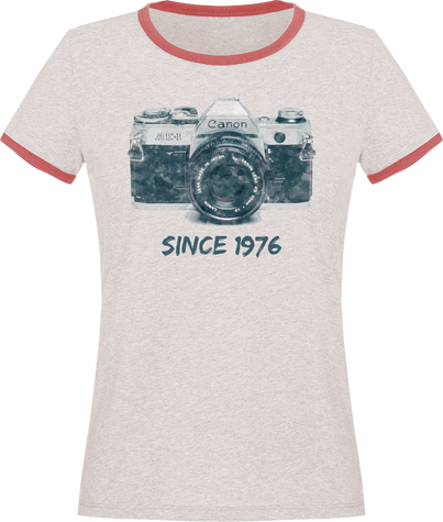 T-Shirt Vintage Bi color Coton Bio Femme – Canon AE1 Since 1976