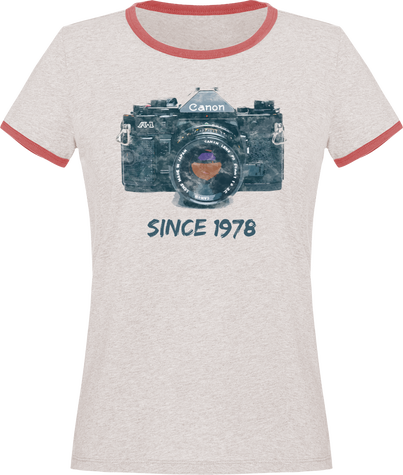 T-Shirt Vintage Bi color Coton Bio Femme – Canon A1 Since 1978