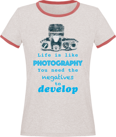 T-Shirt Vintage Bi color Coton Bio Femme – Citation bleue