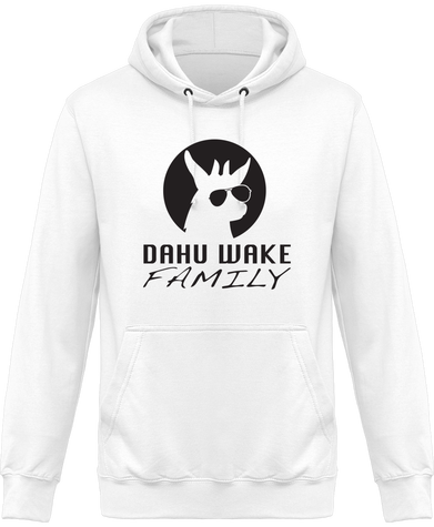 Sweat blanc à capuche Dahu Wake Family