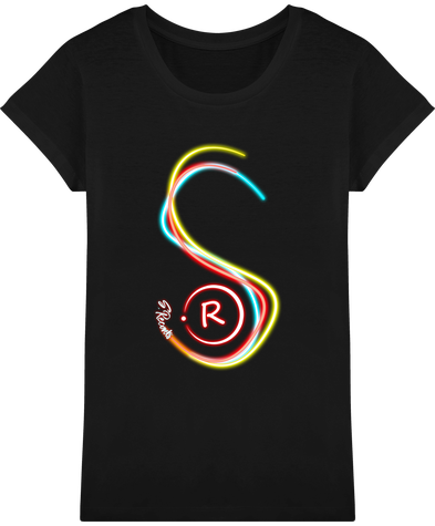 Tee-shirt noir Femme - S.Records néons