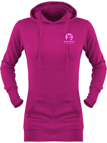 Sweat long femme 6 coloris petit logo rose