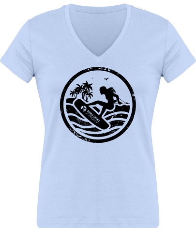 T-shirt wakeboard femme multicolors logo rideuse noir 