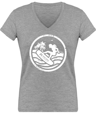 T-shirt wakeboard femme multicolors logo rideuse blanc