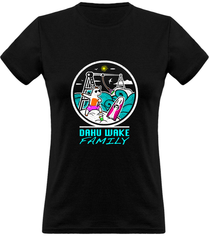 T-tshirt col rond wakeboard femme dahu dansant logo blanc