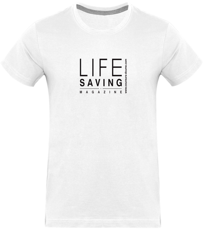 Tee-shirt homme classique blanc, logo noir 