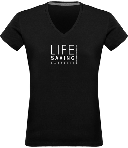 Tee-shirt femme classique noir, logo blanc 