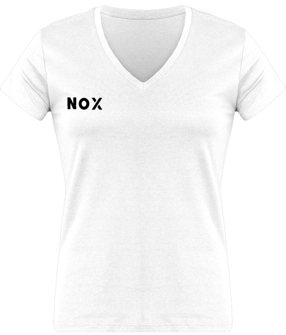 T-Shirt Col en V Manche Courte Logo Noir