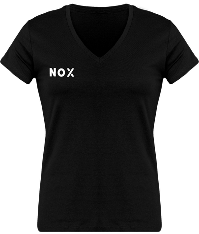 T-Shirt Col en V Manche Courte Logo Blanc