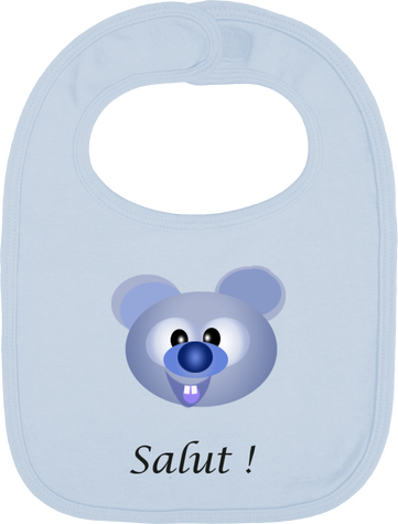 Bavoir uni. Ourson bleu