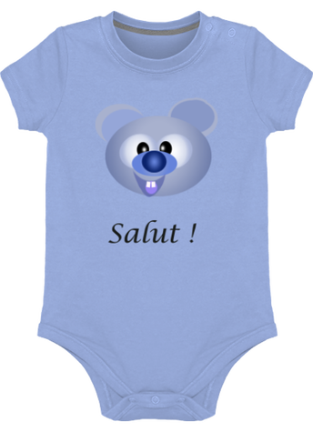 Body Bébé Manches Courtes- Ourson bleu