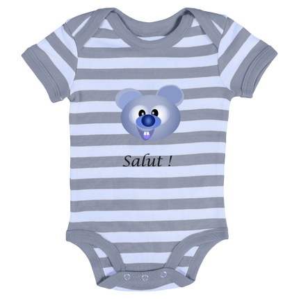 Body Bébé à Rayures . Ourson bleu  