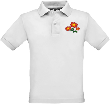 Polo Enfant 100% -3 fleurs rouges-création Farandol'art
