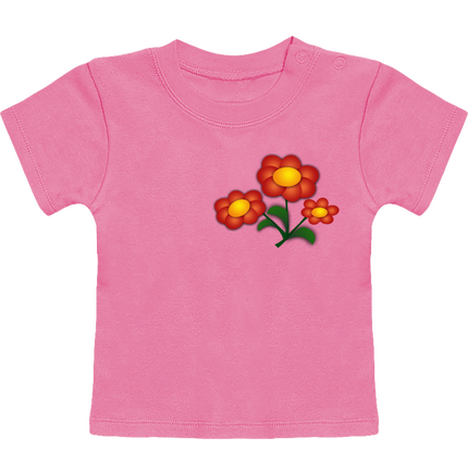 T-Shirt Bébé Manches Courtes.3 fleurs rouges-création Farandol'art