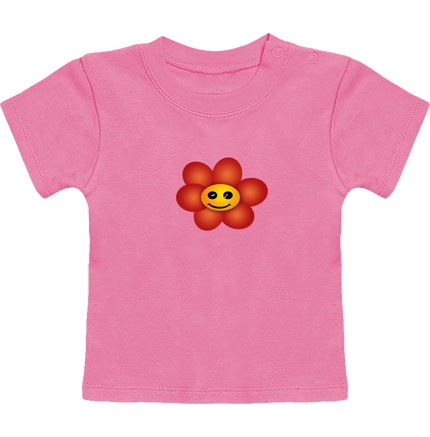 T-Shirt Bébé Manches Courtes - Fleur rouge- recto-verso -Création Farandol'Art.
