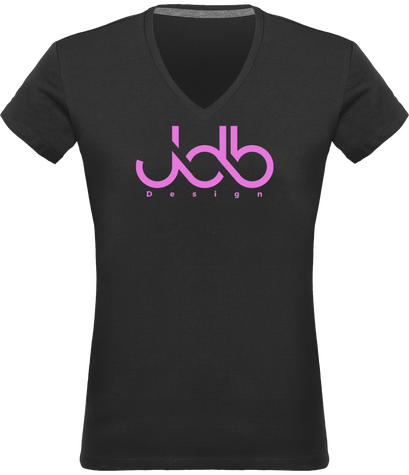  T-shirt Col V Femme 180 gr - Logo Jdb Design pink