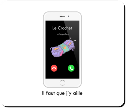 Tapis de Souris Téléphone Blanc. J'peux pas J'ai crochet. Le Crochet m'appelle Il faut que j'y aille