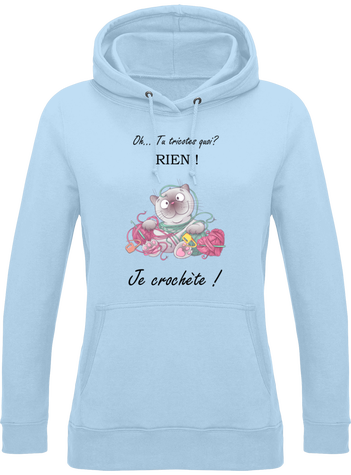 Sweat à capuche Femme Tu tricotes quoi rien je crochète