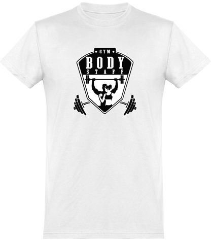 T-shirt Homme 180g - Logo Body Staff Gym - (Noir/ Fond Blanc)
