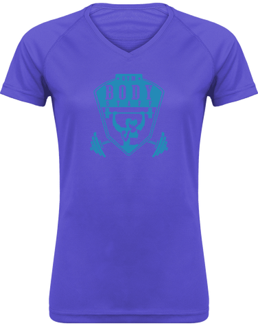 Tee Shirt Sport Femme Col V - Logo Body Staff Gym - Bleu