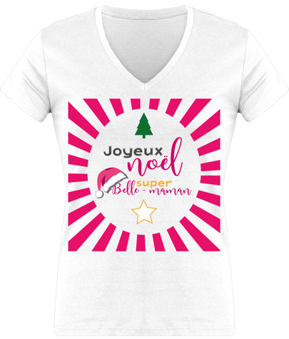 T-shirt femme col V Joyeux Noël