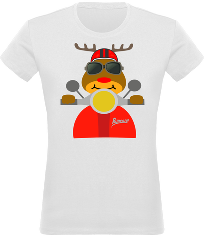 Camiseta de Navidad para mujer con Rodolfo (Rudolph) en su moto
