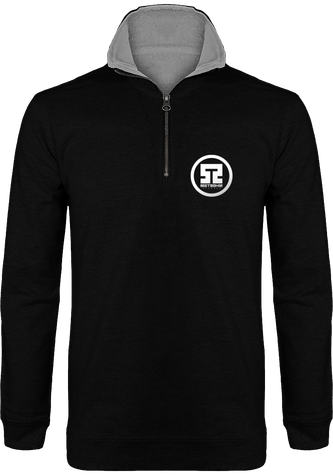 Sweat-Shirt piqué trucker col 1/4 zip