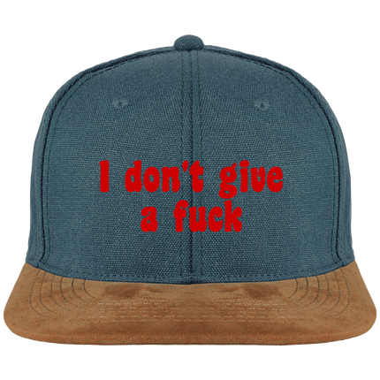 Casquette plate en daim : I don't give a fuck 