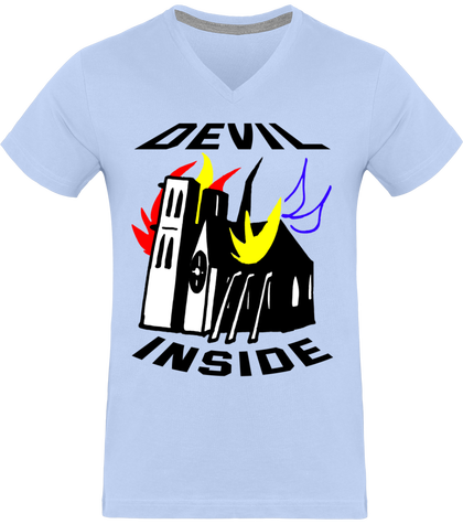 T-shirt homme Notre-Dame Paris message Devil inside