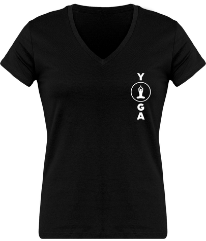 Yoga logo blanc - T-Shirt Col V Femme